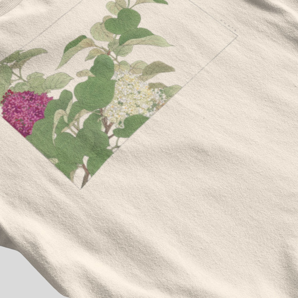 Japanese Pink White Lilac Flowers Tee - Picture 2 of 5